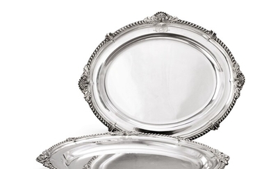 A pair of George IV silver oval meat-dishes, Benjamin Smith, London, 1823