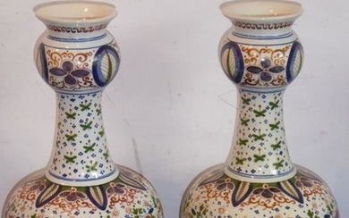A pair of early 20th century Delftware pottery vases...