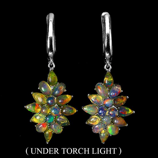 NOT SOLD. A pair of opal ear pendants each set with numerous transparent cabochon opals. L. 4 cm. (2) – Bruun Rasmussen Auctioneers of Fine Art