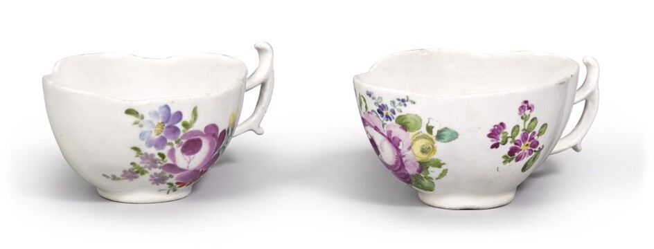 A pair of porcelain teacups, Imperial Porcelain Manufactory, St Petersburg, period of Catherine II, circa 1750