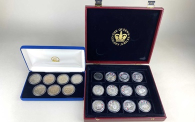 A part set of eleven Falkland Islands silver crown sized coins