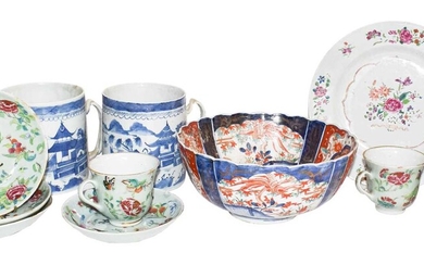 A quantity of mainly Chinese porcelain including a Qianlong...