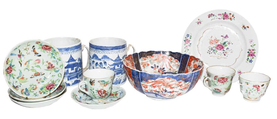 A quantity of mainly Chinese porcelain including a Qianlong...