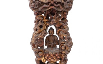 A rare large Chinese lacquer Buddha shrine