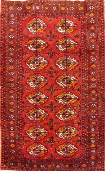 A red bokhara rug, 106 x 178cm