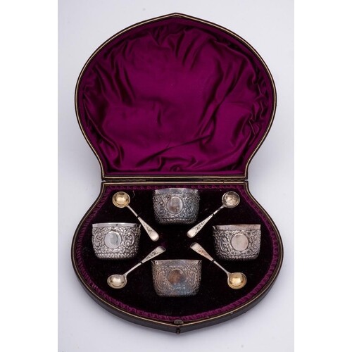 A set of four Victorian silver salts, maker Josiah Williams ...