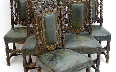 A set of six carved early 20thC dining chairs with