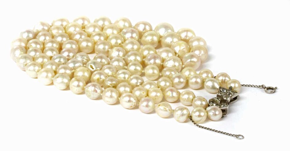 A two row graduated cultured freshwater pearl necklace