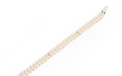 A two row uniform cultured pearl bracelet