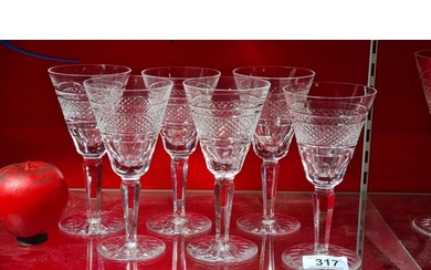 A wonderful set of six large Waterford Crystal stemmed drink...