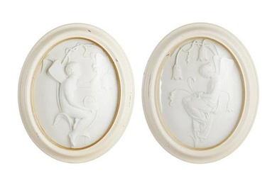 AFTER RICHARD WESTMACOTT THE YOUNGER 'BLUEBELL'; PAIR OF OVAL PANELS, CIRCA 1850