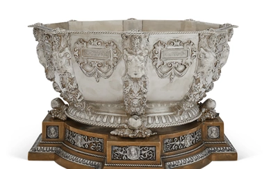AN AMERICAN SILVER CENTERPIECE BOWL AND BRONZE STAND MARK OF EDWARD F. CALDWELL & CO., NEW YORK, CIRCA 1910