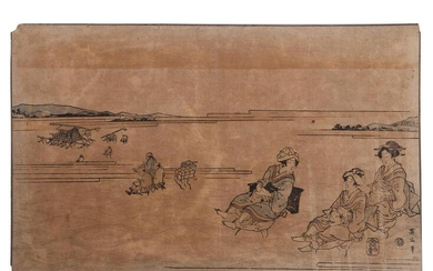 AN ANTIQUE JAPANESE WOODBLOCK PRINT, 19TH C.