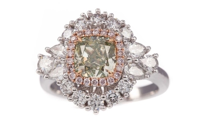 AN IMPRESSIVE GIA CERTIFICATED FANCY COLOURED DIAMOND RING