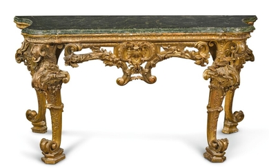 AN ITALIAN CARVED GILTWOOD CONSOLE TABLE, GENOESE, CIRCA 1730/40
