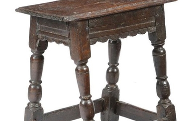 AN OAK JOINT STOOL MID-17TH CENTURY the top...