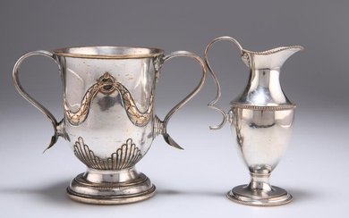 AN OLD SHEFFIELD PLATE TWO-HANDLED CUP, CIRCA 1785