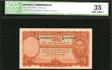 AUSTRALIA. Commonwealth of Australia. 10 Shillings, ND (1939). P-25a. ICG Choice Very Fine 35.