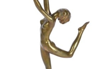 After Joseph Lorenzl, an Art Deco cast gilt metal model of a dancer