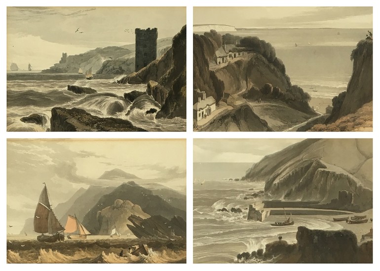 After William Daniell, a set of four hand coloured aquatints...