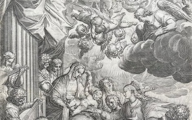 Agostino Carracci (1557-1602), Paolo Veronese (1528-1588) - Il Matrimonio Mistico di Santa Caterina