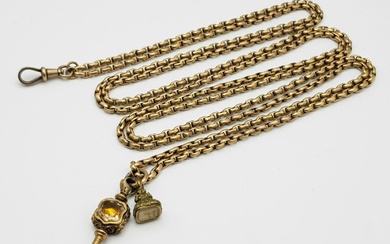 An Outstanding Antique 9k Rose Gold Albert Chain -...