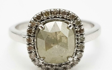 An Unusual 14K White Gold 1.75ct Light Grey Diamond Ring wit...