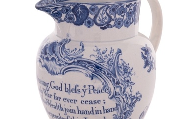 An early 19th century blue and white pearlware jug possibly ...