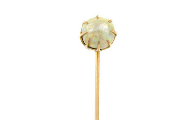 An early 20th century 14ct gold pearl stickpin.