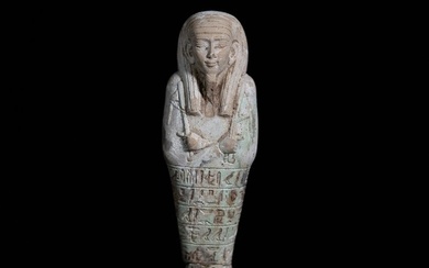 Ancient Egypt, Late Period faience ushabti for Tius, 19,5 cm - Spanish Export License - Shabti