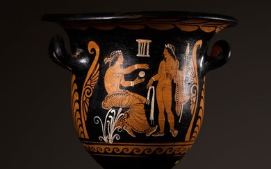 Ancient Greek, Magna Graecia Apulian Red-Figure Ceramic Bell Krater With Spanish Export License