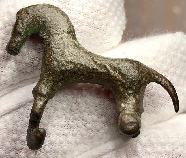 Ancient Roman Bronze Zoomorphic / Animal Brooch Shaped as Horse.