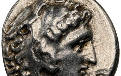 Ancients: , MACEDONIAN KINGDOM. Alexander III the Great (336-323 BC). AR drachm (17mm, 4.20 gm, 3h). NGC Choice XF 4/5 - 4/5....