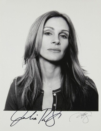 Andy Gotts MBE, British b.1967- Julia Roberts, 2011; unique gelatin silver print on Fujicolour Professional photo paper, signed by the artist and the sitter in black pen, sheet 42.9 x 32.8cm (unframed) (ARR) Provenance: purchased directly from the...
