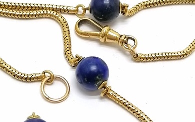 Antique 18ct marked gold snake link necklace with lapis bead...