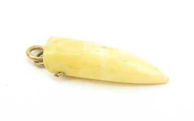 Antique 19th C Tooth Mounted Pendant or Charm