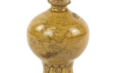 Antique Chinese Yellow Glaze Plum Vase