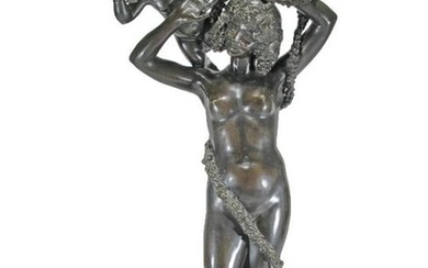 Antique European nude bronze sculpture marked BS