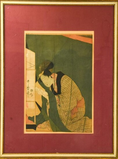 Antique Framed Japanese Woodblock Print