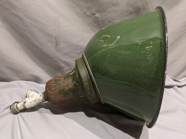 Antique Gas Station Rare Angle Green Porcelain Light