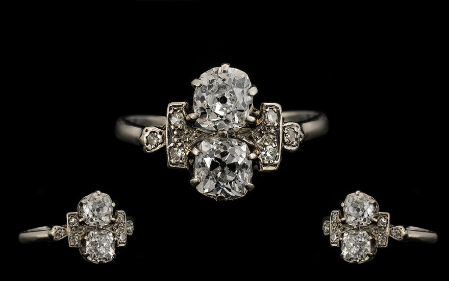 Antique Period - Stunning Platinum Diamond Set Dress Ring, T...