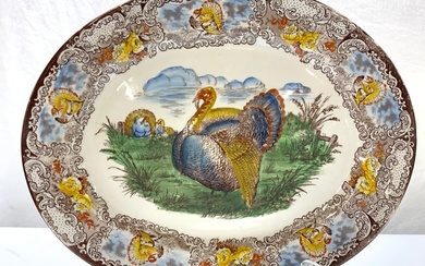 Antique Staffordshire England Turkey Platter 20in