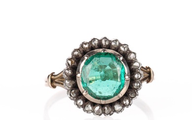 Antique emerald and diamond ring