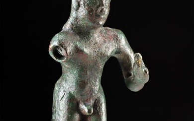 Archaic Greek Bronze Figure Youthful Nude Kouros