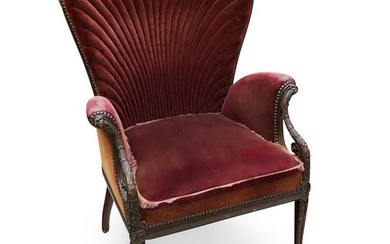 Art Deco Velvet Upholstered Armchair