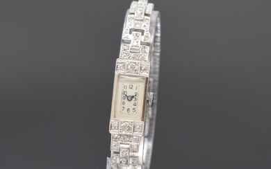 Art-Deco diamonds set platinum wristwatch, Switzerland around 1930, manual winding,...