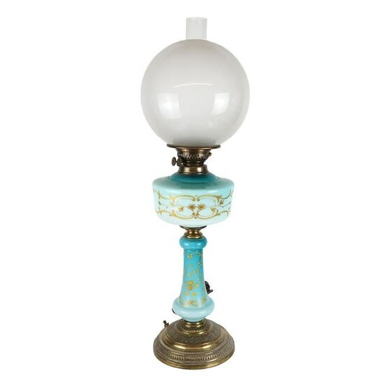 Art Nouveau Bronze and Glass Table Lamp