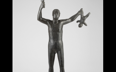 Arturo Martini ( Treviso 1889 - Milano 1947 ) , "Giudizio di Salomone" 1935 bronze, lost wax casting system (casting 1936) h cm 58.5 (wooden base 3x16x20) Signed on the...