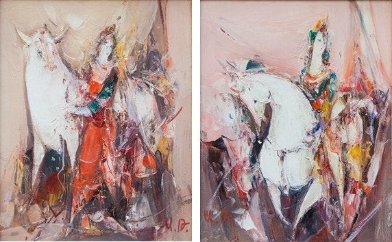 Ashot Tadevosyan: Diptych with horses and ladies named