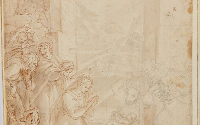 Attribué à Cesare NEBBIA (Orvieto1536 - 1614) L'Adoration des bergers Plume et encre brune, lavis...